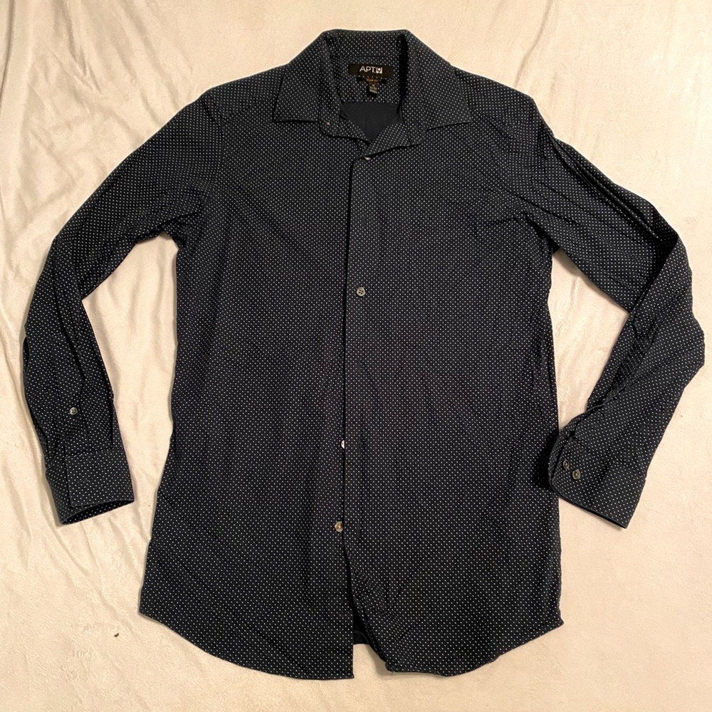 Navy slim fit Polka dot Dress shirt